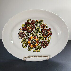 English Ironstone Pottery Tanya Platter Vintage 70s Floral Plate Made in England